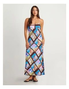 Panorama Bias Slip Dress in Brown/Multi
