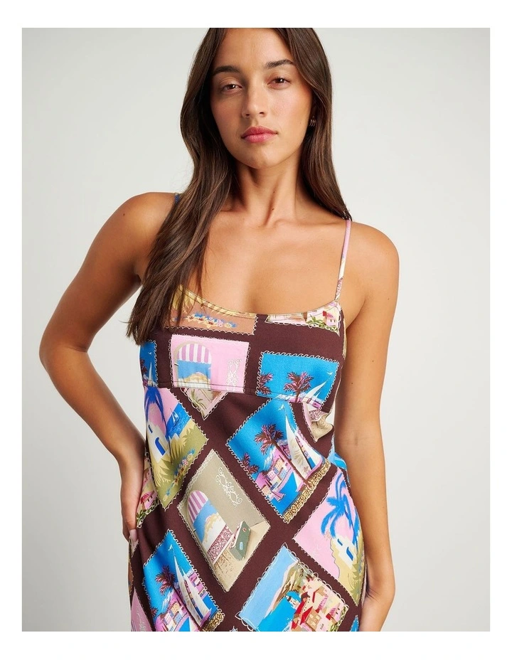Panorama Bias Slip Dress in Brown/Multi image 2