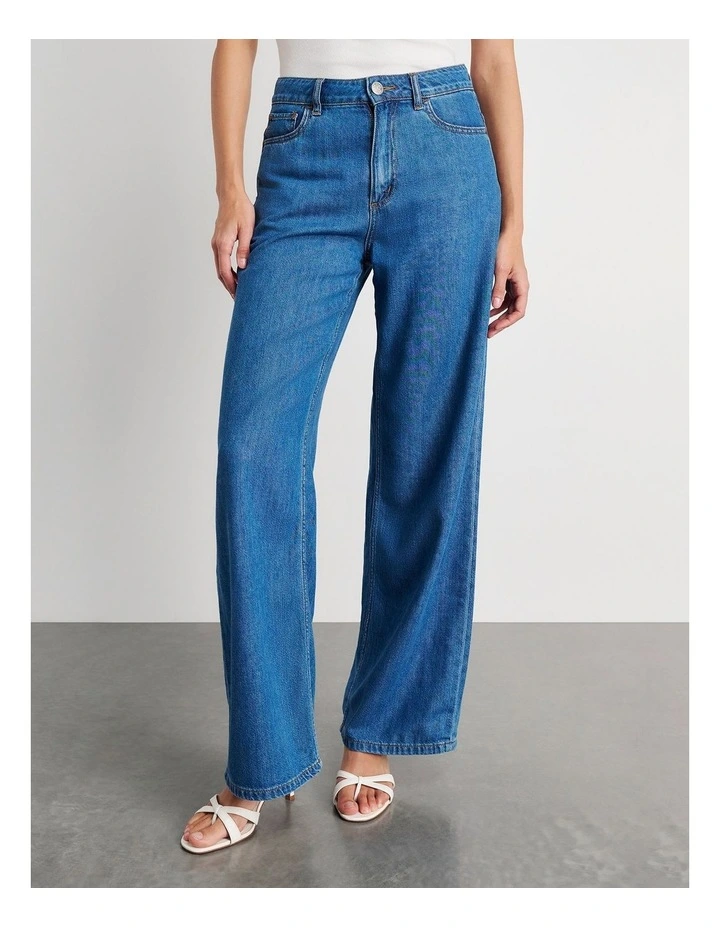 Loe Mid Rise Straight Jean in Blue image 1