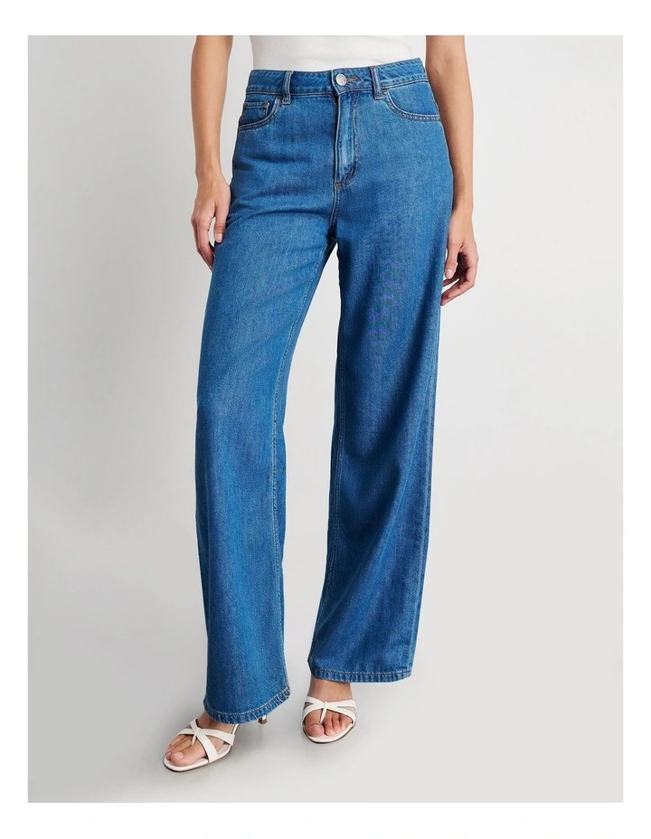 Loe Mid Rise Straight Jean in Blue image 1