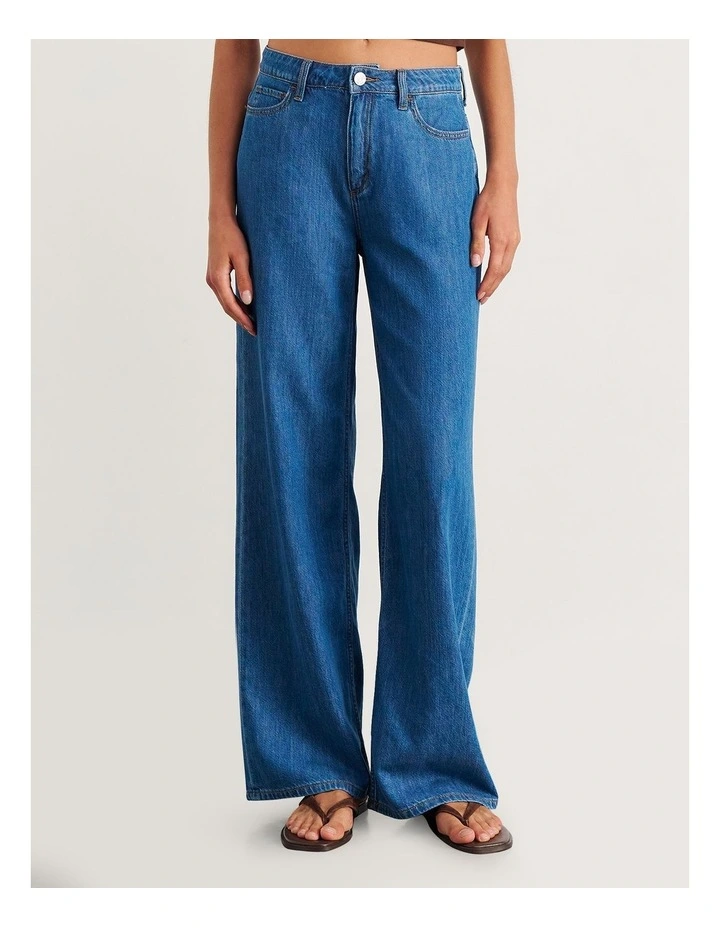 Loe Mid Rise Straight Jean in Blue image 1