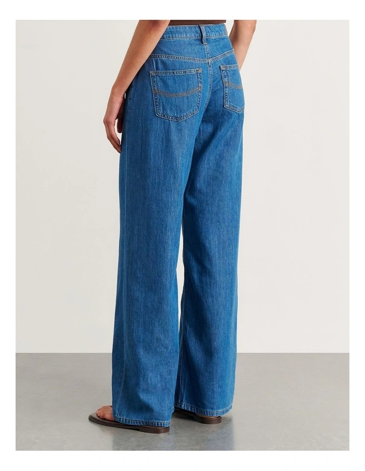 Loe Mid Rise Straight Jean in Blue image 2