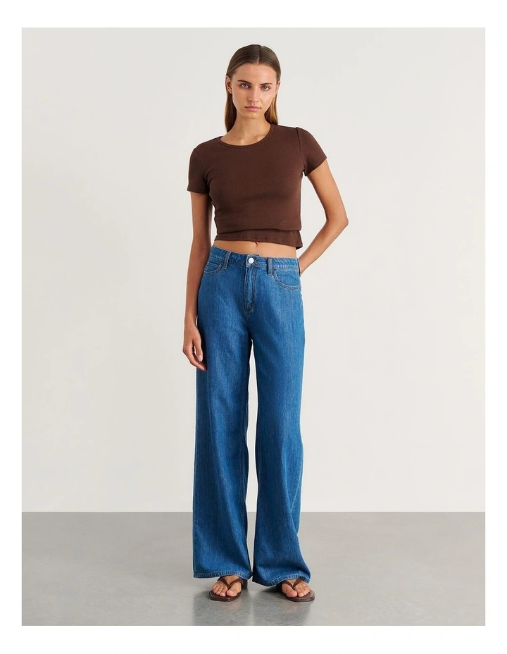 Loe Mid Rise Straight Jean in Blue image 4