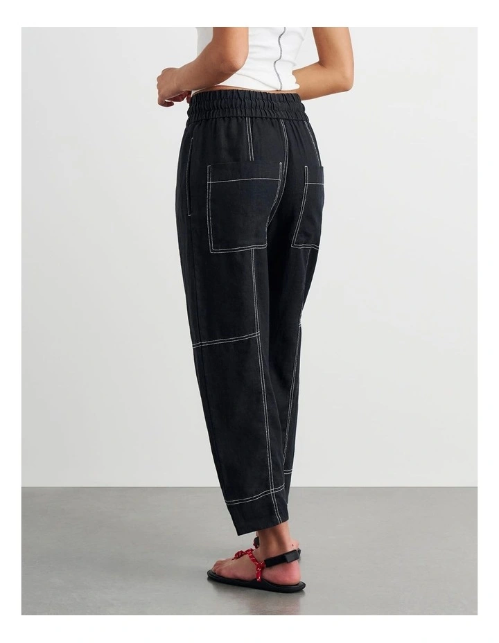 Sabine Linen Pull On Pant in Black image 2