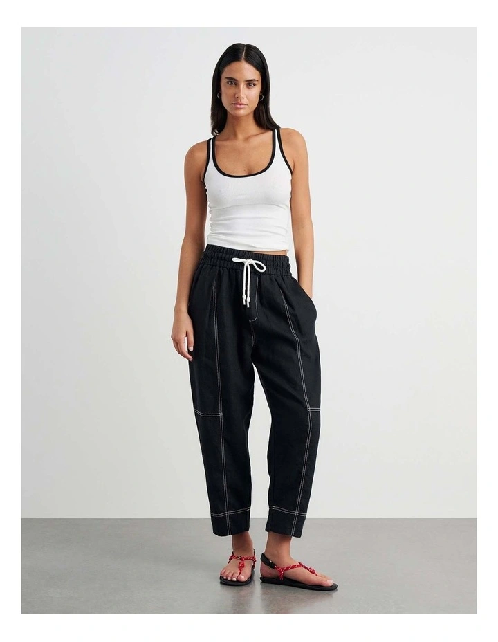 Sabine Linen Pull On Pant in Black image 5