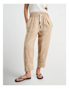 Sabine Linen Pull On Pant in Sand