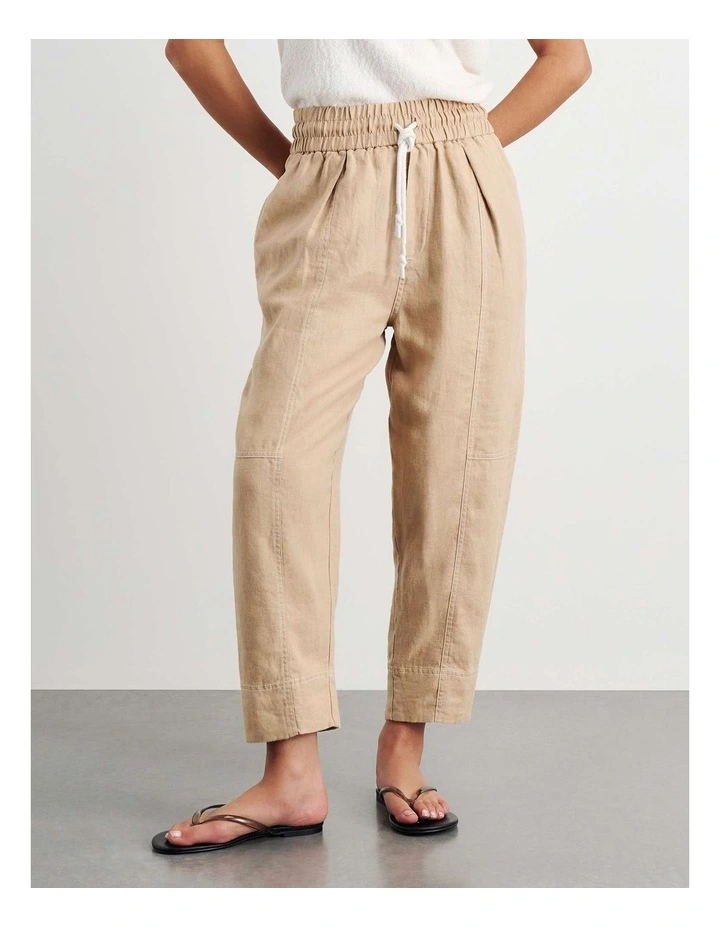 Sabine Linen Pull On Pant in Sand image 2