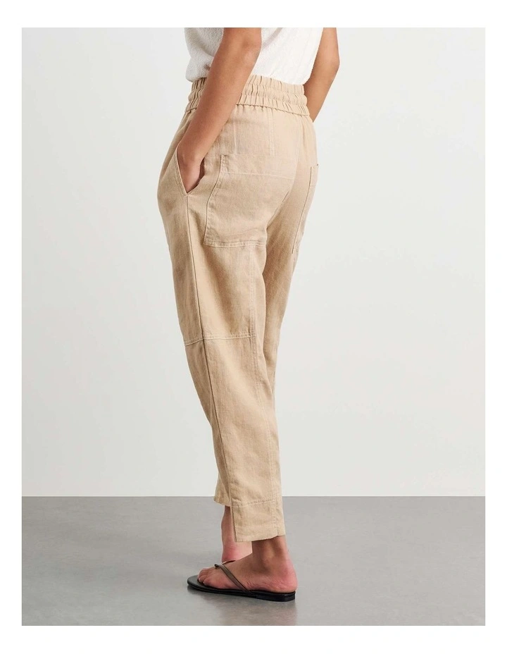 Sabine Linen Pull On Pant in Sand image 4