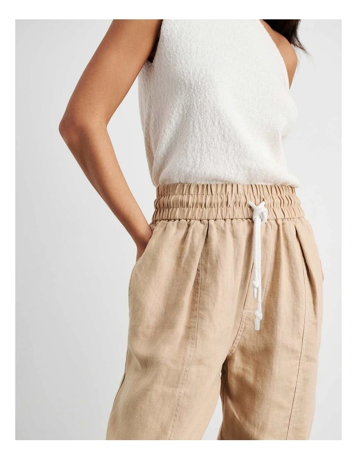 Sabine Linen Pull On Pant in Sand image 5