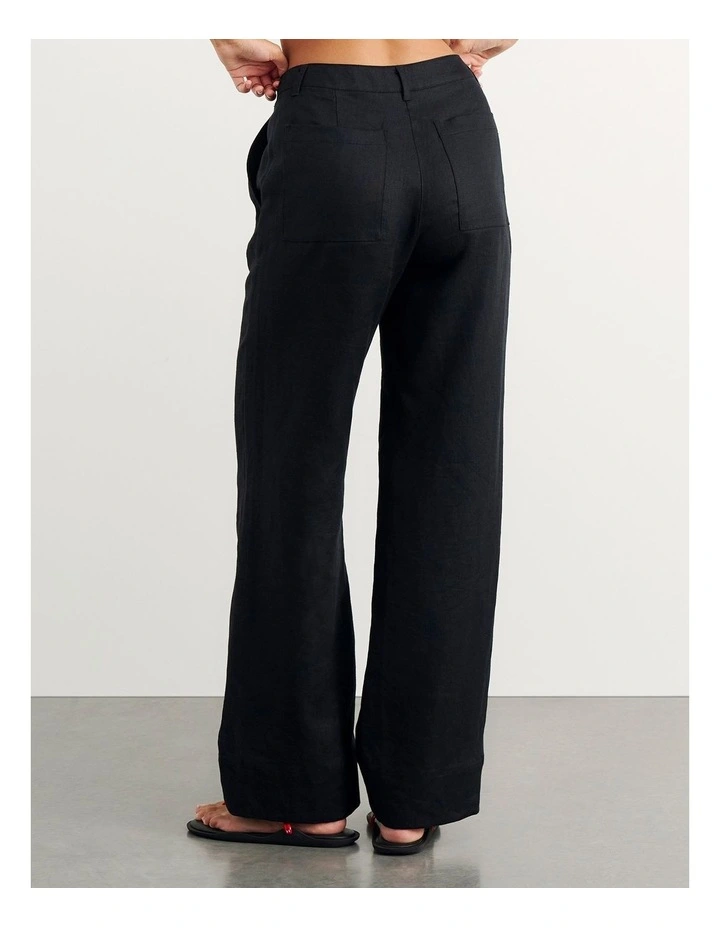 Kayla Linen Pintuck Pant in Black image 5