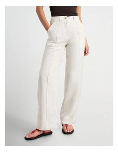 Kayla Linen Pintuck Pant in Milk