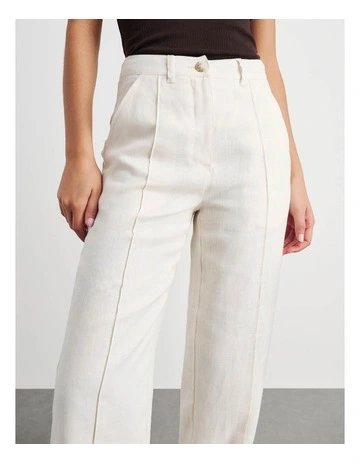 Kayla Linen Pintuck Pant in Milk