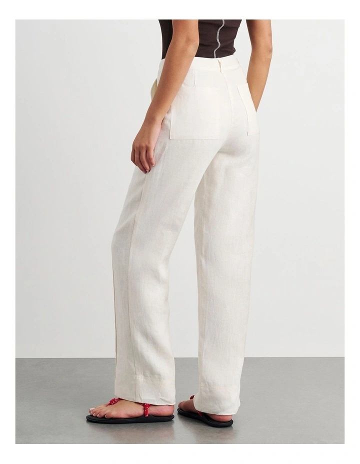 Kayla Linen Pintuck Pant in Milk image 2