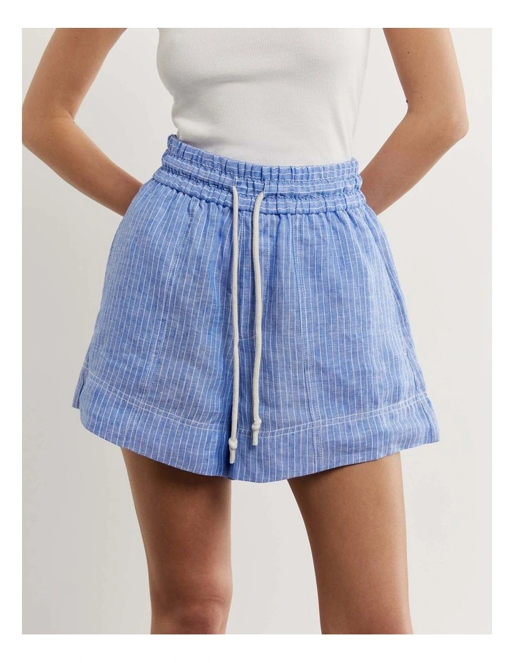 Gigi Stripe Shorts in White/Azure image 1