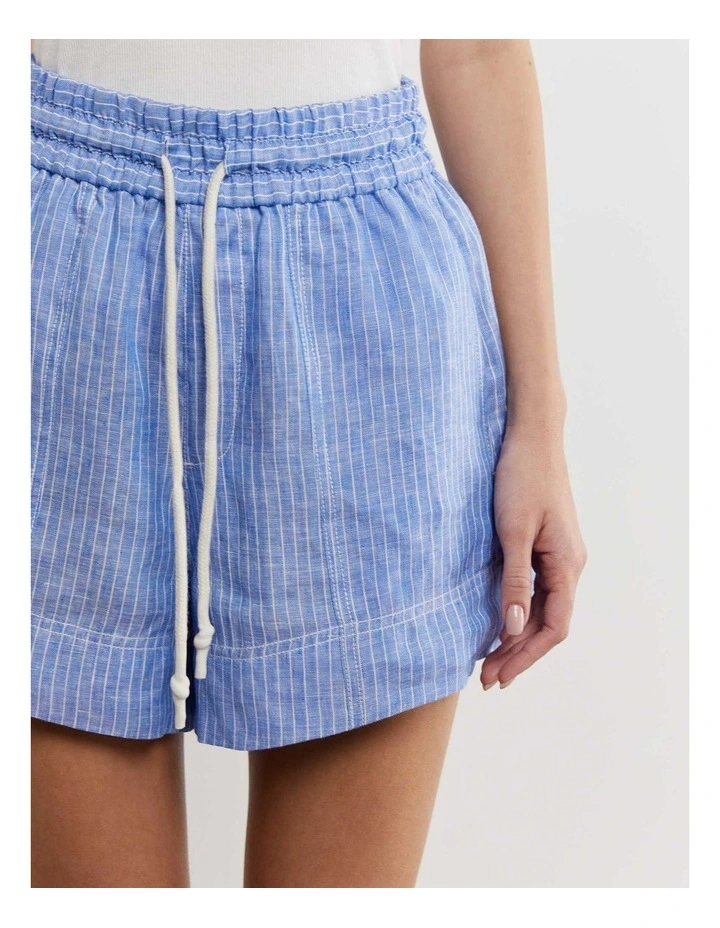 Gigi Stripe Shorts in White/Azure image 2