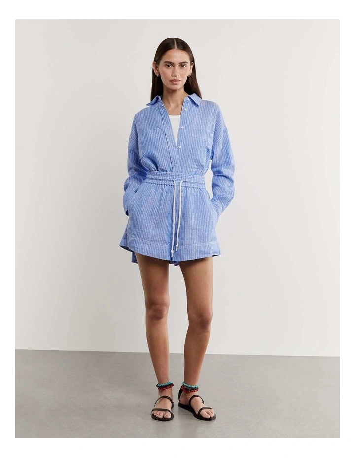 Gigi Stripe Shorts in White/Azure image 3