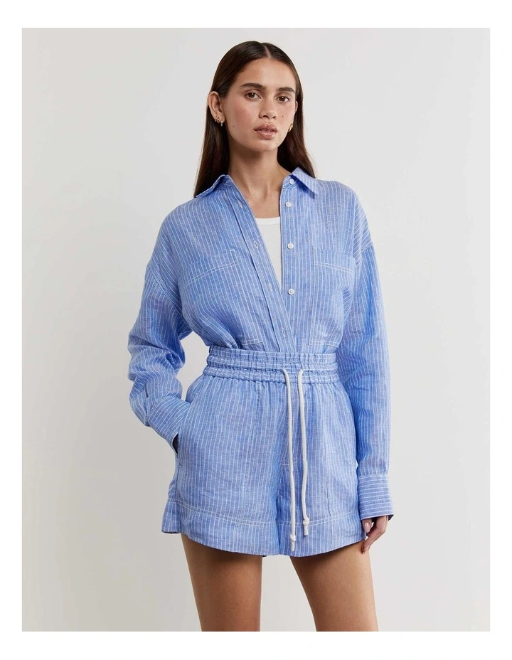 Gigi Stripe Shorts in White/Azure image 4