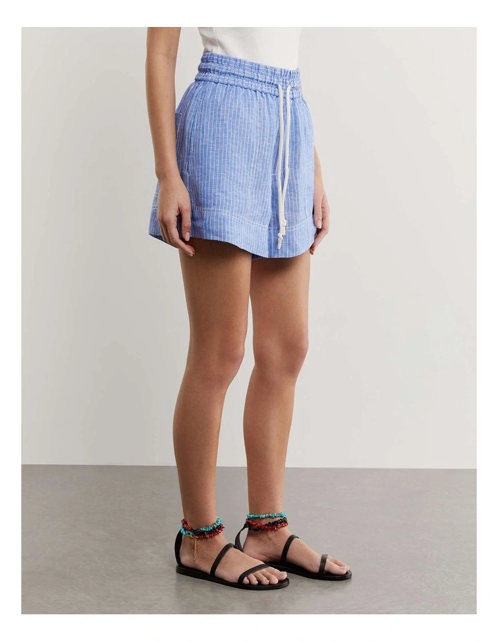 Gigi Stripe Shorts in White/Azure image 5