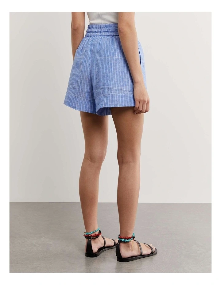 Gigi Stripe Shorts in White/Azure image 6