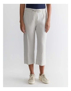 Rosa Crop Linen Pant in Beige