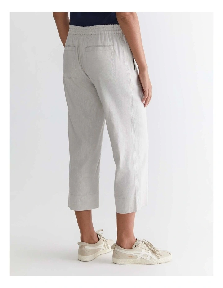 Rosa Crop Linen Pant in Beige image 2