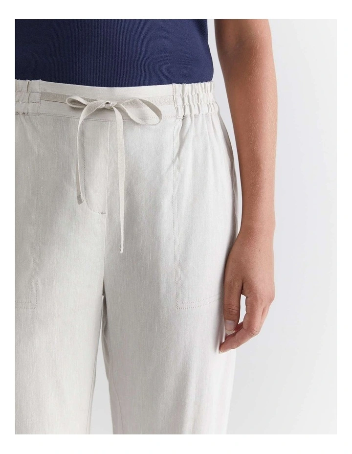 Rosa Crop Linen Pant in Beige image 5