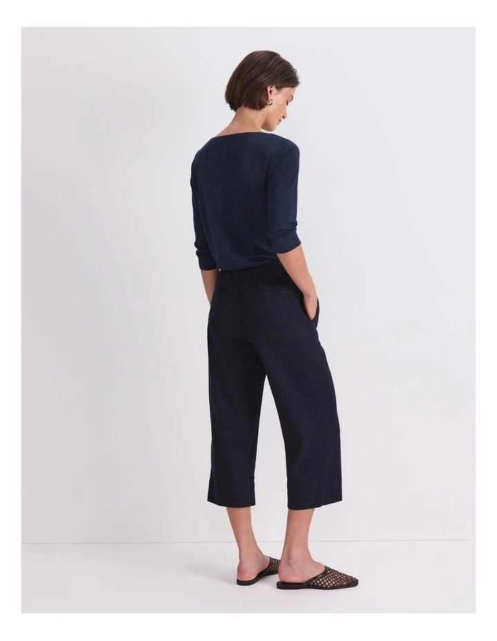 Rosa Crop Linen Pant in Blue image 2