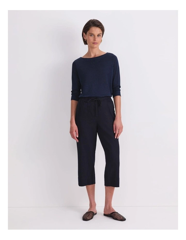 Rosa Crop Linen Pant in Blue image 4