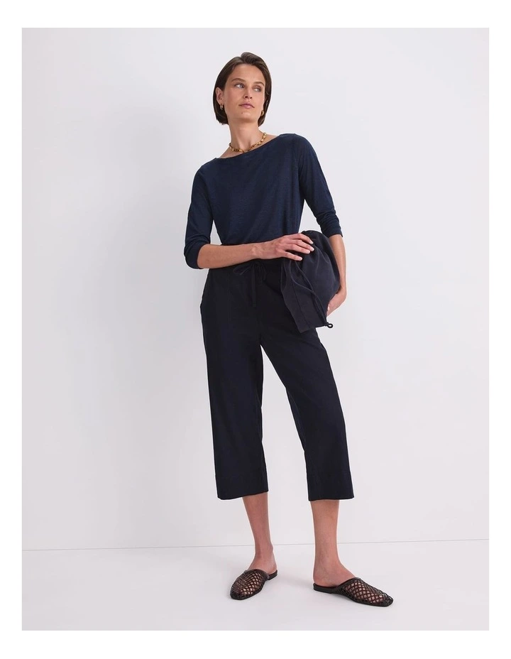Rosa Crop Linen Pant in Blue image 5