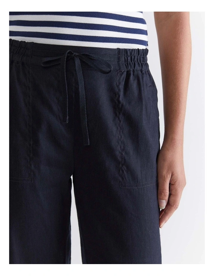 Rosa Crop Linen Pant in Blue image 5