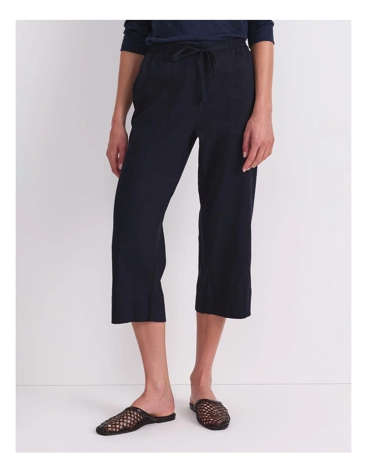Rosa Crop Linen Pant in Blue image 6