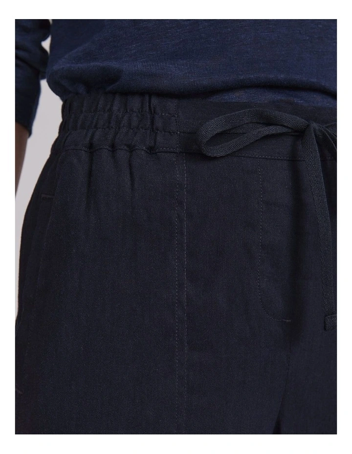 Rosa Crop Linen Pant in Blue image 7