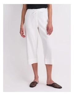Rosa Crop Linen Pant in White