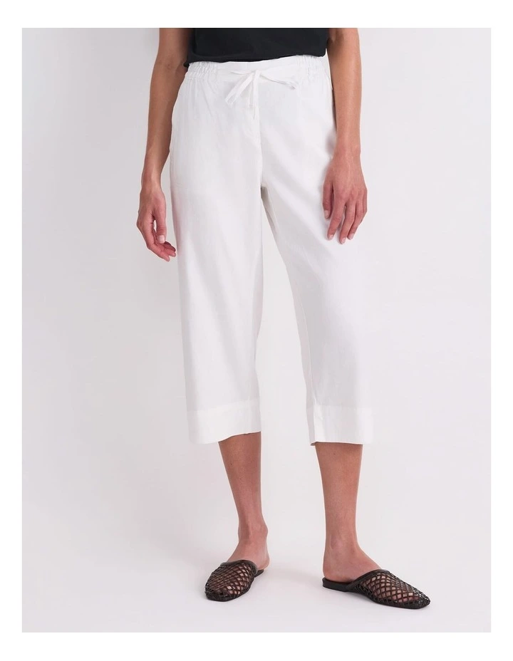 Rosa Crop Linen Pant in White image 1
