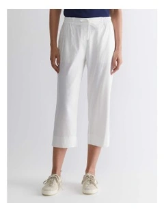 Rosa Crop Linen Pant in White