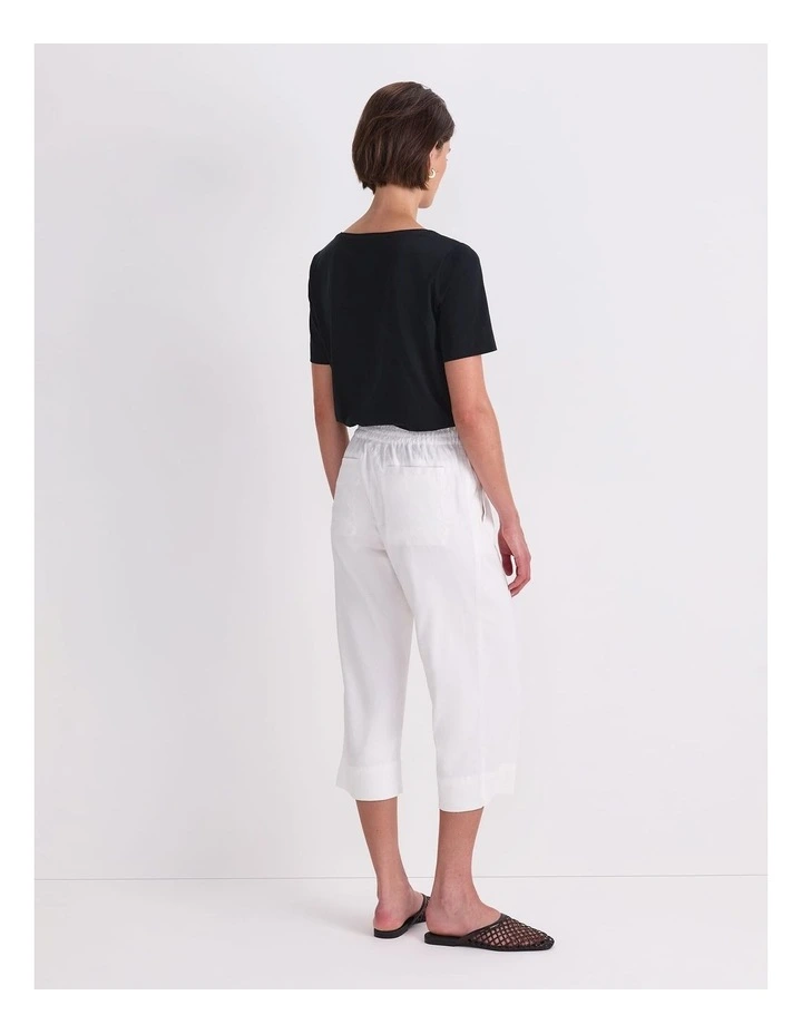 Rosa Crop Linen Pant in White image 2