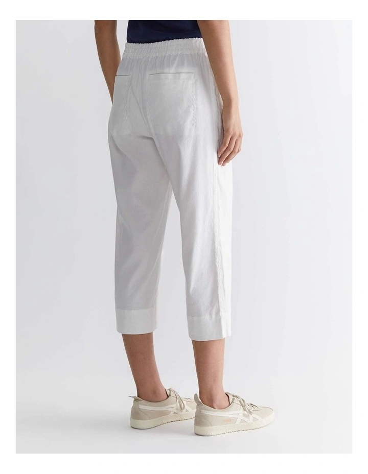 Rosa Crop Linen Pant in White image 2