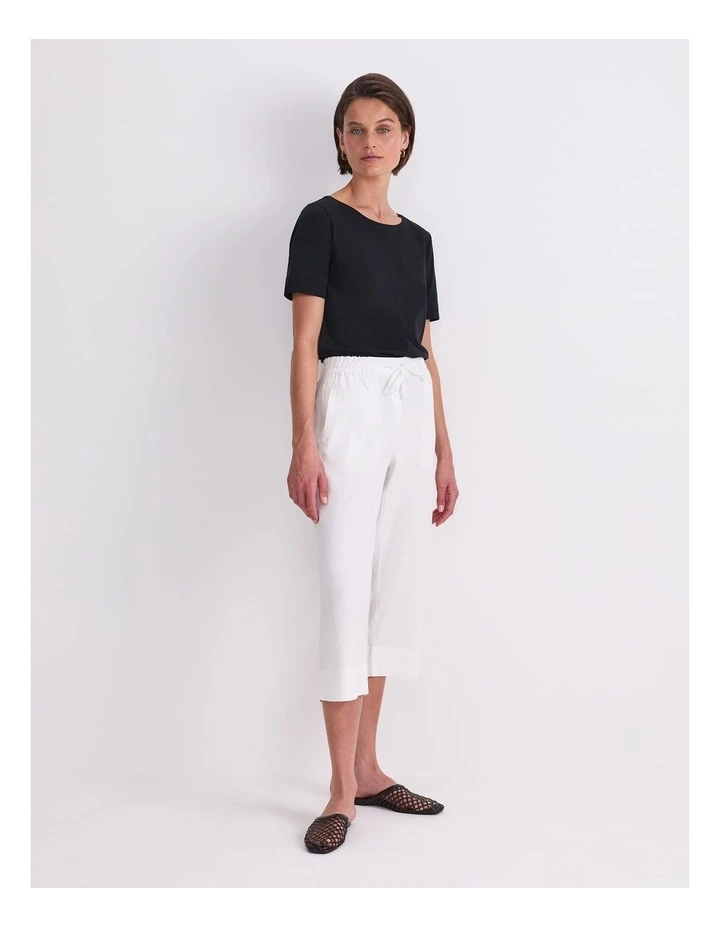 Rosa Crop Linen Pant in White image 3