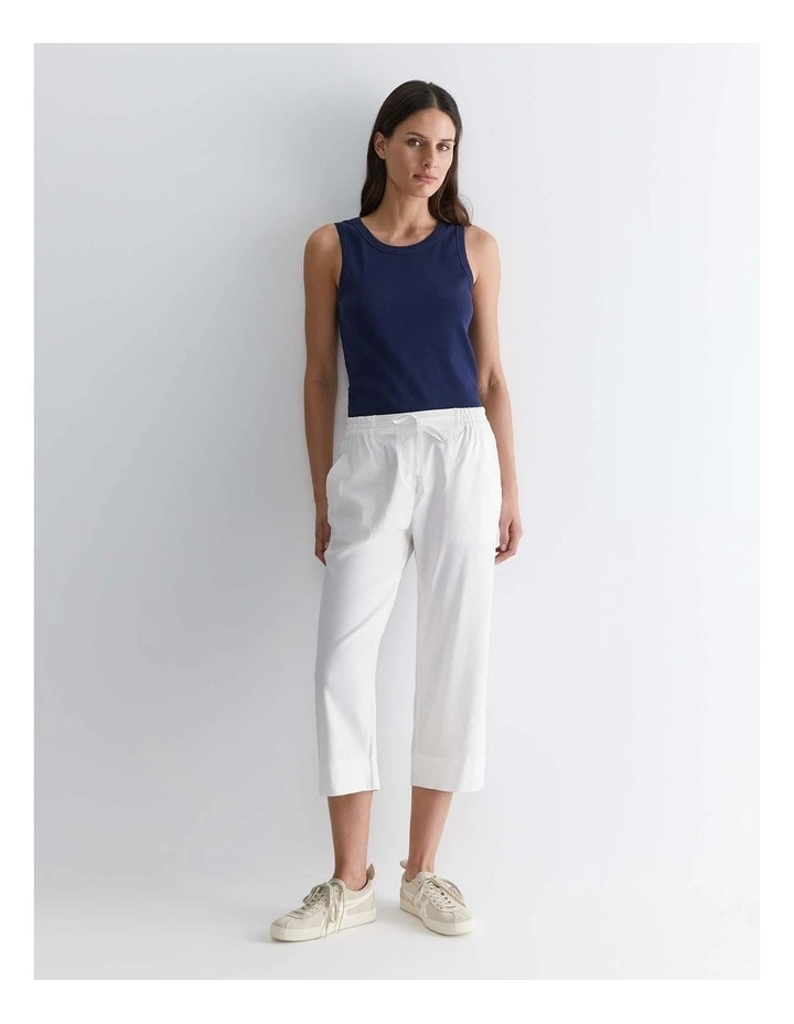 Rosa Crop Linen Pant in White image 3