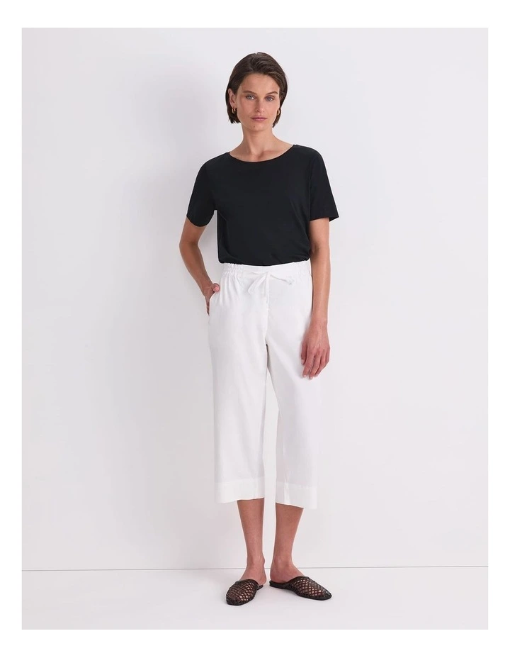 Rosa Crop Linen Pant in White image 4