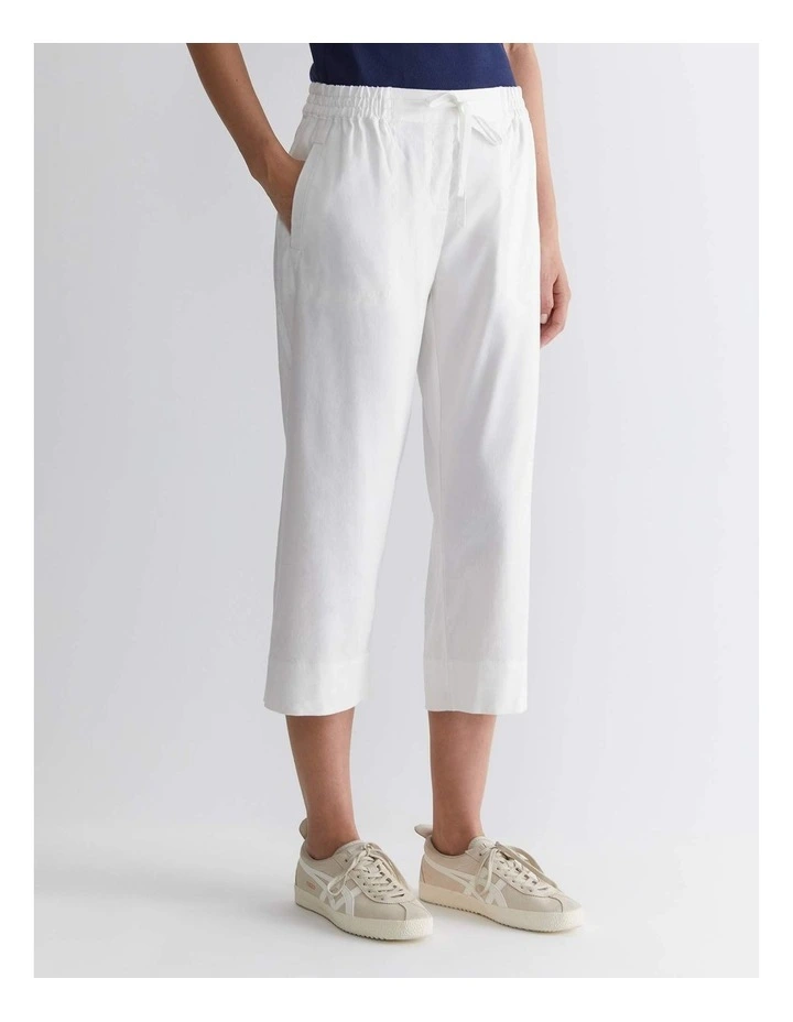 Rosa Crop Linen Pant in White image 4