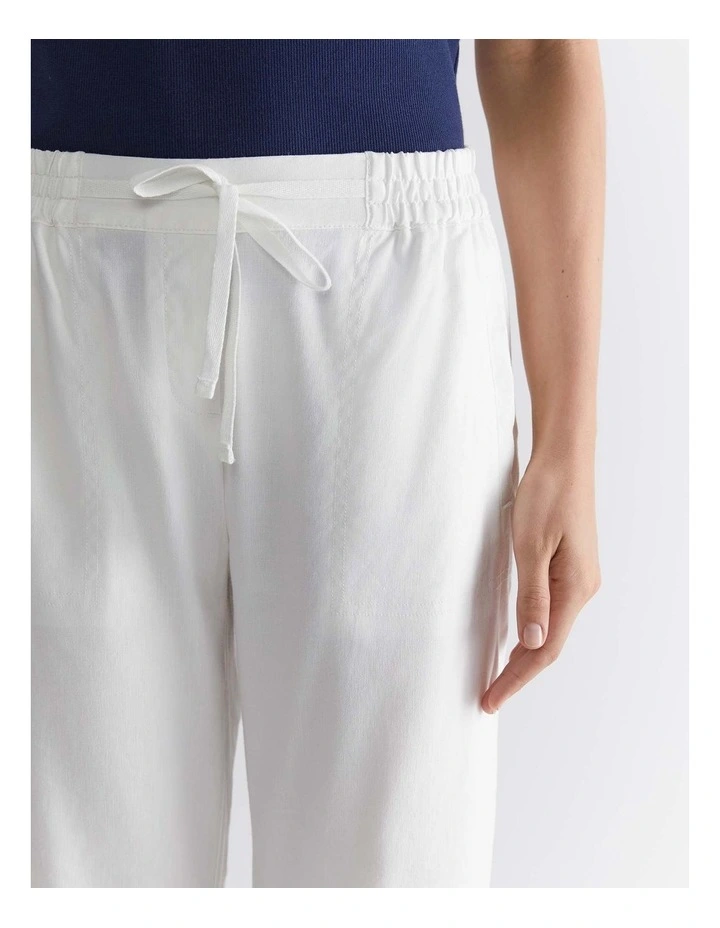 Rosa Crop Linen Pant in White image 5