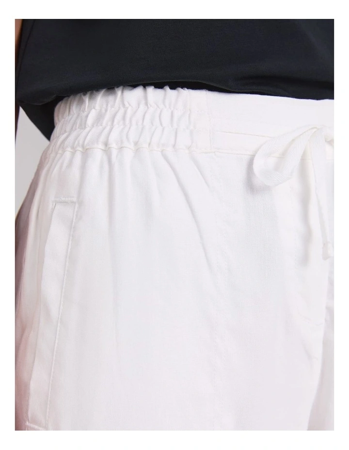 Rosa Crop Linen Pant in White image 6
