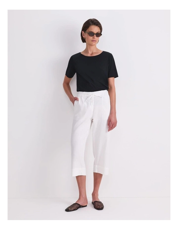 Rosa Crop Linen Pant in White image 7