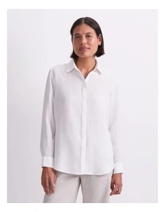 Dahlia Long Sleeve Linen Shirt in White