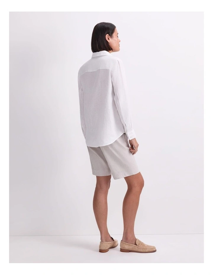 Dahlia Long Sleeve Linen Shirt in White image 2