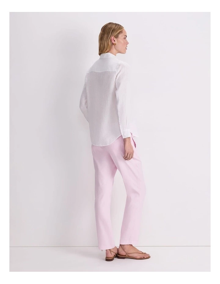 Dahlia Long Sleeve Linen Shirt in White image 2