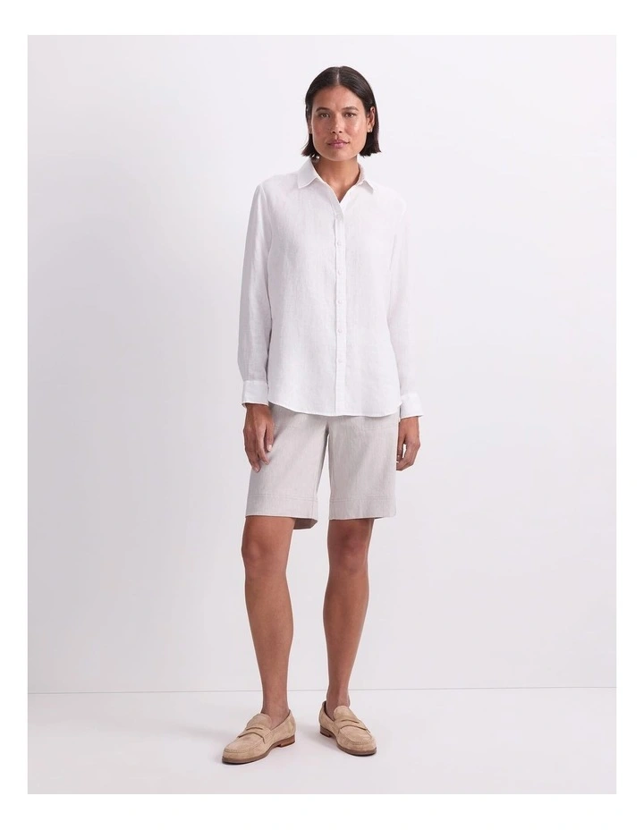 Dahlia Long Sleeve Linen Shirt in White image 4