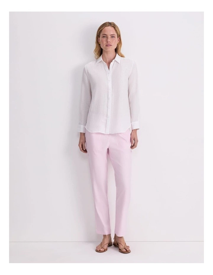 Dahlia Long Sleeve Linen Shirt in White image 4