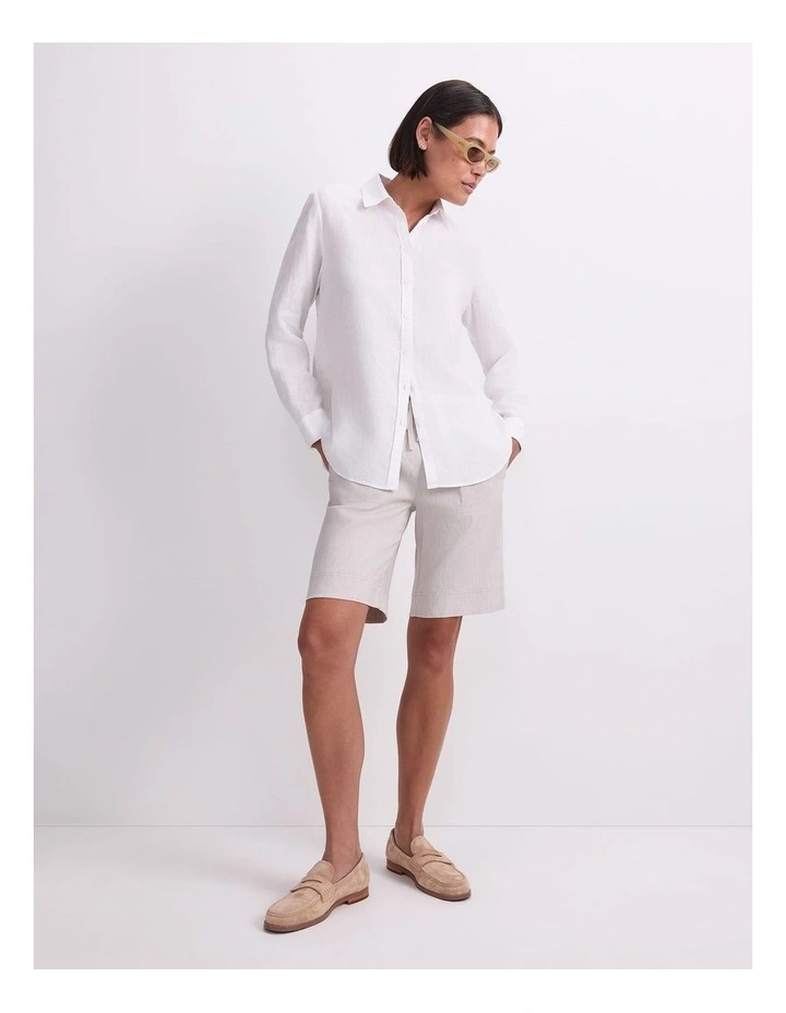 Dahlia Long Sleeve Linen Shirt in White image 5